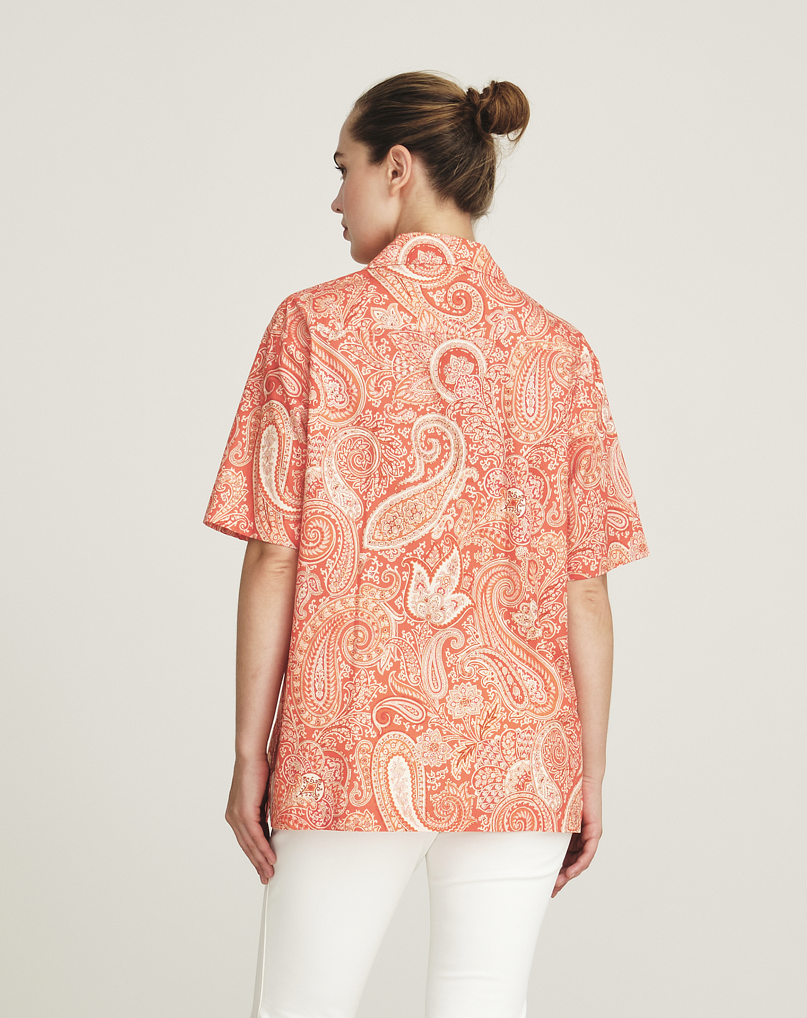 Etro - Orange Paisley Printed Oversized Cotton Shirt 38